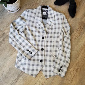 NWOT Cabi 5292 Valentina Blazer Gray Plaid 10